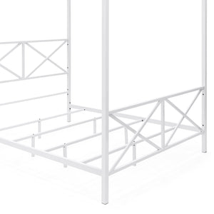 Modern Metal 4 Post Canopy Queen Bed Frame