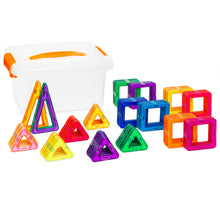 Load image into Gallery viewer, 64-Piece Kids Magnetic Building Block Tiles Set w/ Carrying Box - Multicolor
