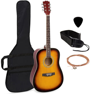 41in Acoustic Guitar Starter Kit w/ Case, Pick, Strap, Extra Strings