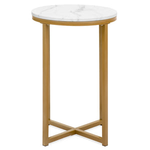 16in Round Side Table w/ Faux Marble Top