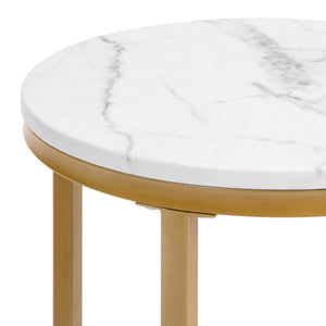 16in Round Side Table w/ Faux Marble Top