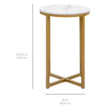 Load image into Gallery viewer, 16in Round Side Table w/ Faux Marble Top
