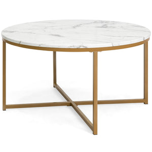 36in Round Coffee Table w/ Faux Marble Top