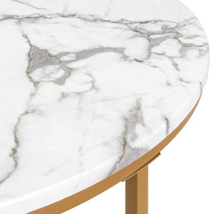 36in Round Coffee Table w/ Faux Marble Top