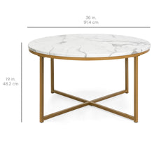 Load image into Gallery viewer, 36in Round Coffee Table w/ Faux Marble Top
