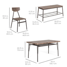Load image into Gallery viewer, 6-Piece Modern Dining Set w/ Storage Racks, Table, Bench, 4 Chairs - Brown
