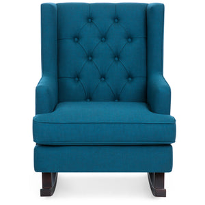 Tufted Upholstered Wingback Rocking Chair