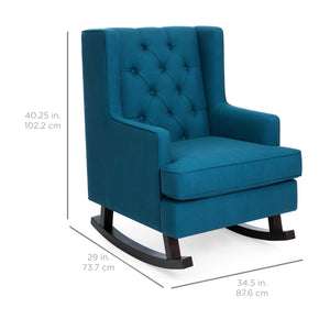 Tufted Upholstered Wingback Rocking Chair