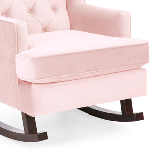 Tufted Upholstered Wingback Rocking Chair