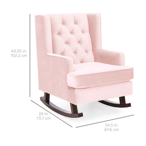 Tufted Upholstered Wingback Rocking Chair
