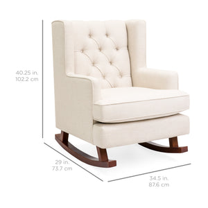 Tufted Upholstered Wingback Rocking Chair