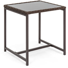 Load image into Gallery viewer, 3-Piece Wicker Bistro Furniture Set w/ 2 Rocking Chairs, Glass Side Table
