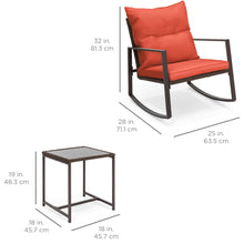 Load image into Gallery viewer, 3-Piece Wicker Bistro Furniture Set w/ 2 Rocking Chairs, Glass Side Table
