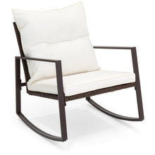 Load image into Gallery viewer, 3-Piece Wicker Bistro Furniture Set w/ 2 Rocking Chairs, Glass Side Table

