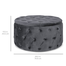 Load image into Gallery viewer, 29.5in Round Button-Tufted Upholstered Velvet Footrest Accent Furniture
