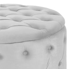 Load image into Gallery viewer, 29.5in Round Button-Tufted Upholstered Velvet Footrest Accent Furniture
