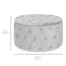 Load image into Gallery viewer, 29.5in Round Button-Tufted Upholstered Velvet Footrest Accent Furniture
