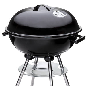 18in Charcoal Barbecue Grill w/ Storage Rack, Detachable Legs, 2 Wheels