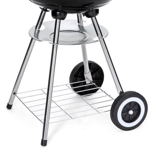 18in Charcoal Barbecue Grill w/ Storage Rack, Detachable Legs, 2 Wheels