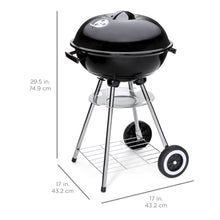 Load image into Gallery viewer, 18in Charcoal Barbecue Grill w/ Storage Rack, Detachable Legs, 2 Wheels
