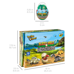 12-Piece 6-in-1 Kids Dinosaur Building Brick Set - Multicolor