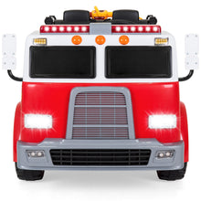 Load image into Gallery viewer, 12V Kids Police Fire Engine Ride-On Truck w/ Remote Control, Water Hose

