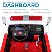 Load image into Gallery viewer, 12V Kids Police Fire Engine Ride-On Truck w/ Remote Control, Water Hose
