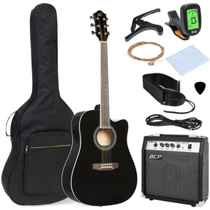 41in Full Size Acoustic Electric Cutaway Guitar Set w/ 10-Watt Amp, Case
