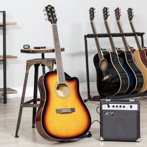 41in Full Size Acoustic Electric Cutaway Guitar Set w/ 10-Watt Amp, Case