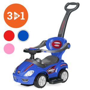 3-in-1 Kids Push Car w/ Handle and Horn