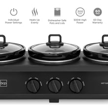Load image into Gallery viewer, 4.5qt 300W Triple Slow Cooker Server w/ 3x 1.5-Quart Pots, Adjustable Temp
