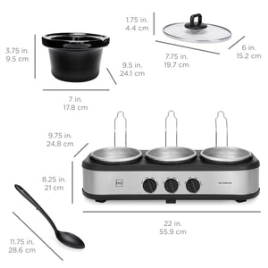 4.5qt 300W Triple Slow Cooker Server w/ 3x 1.5-Quart Pots, Adjustable Temp