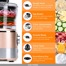 Load image into Gallery viewer, 650W Multifunctional Food Processor, Blender, &amp; Grinder w/ 10 Attachments
