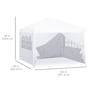 10x10ft Pop Up Canopy Tent w/ Detachable Window Walls, Zip-Up Doorway