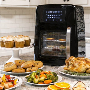 12.4qt XL Air Fryer Oven, Rotisserie, Dehydrator w/12 Presets, 7 Accessories