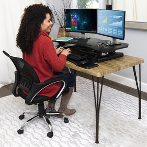 36in 2-Tier Electric Adjustable Dual-Monitor Standing Desk w/ Charging Port