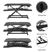 Load image into Gallery viewer, 36in 2-Tier Electric Adjustable Dual-Monitor Standing Desk w/ Charging Port
