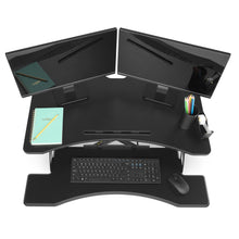 Load image into Gallery viewer, 36in 2-Tier Electric Adjustable Dual-Monitor Standing Desk w/ Charging Port

