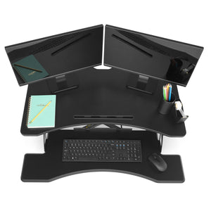 36in 2-Tier Electric Adjustable Dual-Monitor Standing Desk w/ Charging Port