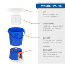 Load image into Gallery viewer, Portable Pedal Powered Washing Machine &amp; Dryer w/ Spin Basket
