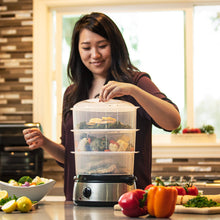 Load image into Gallery viewer, 9.5qt 800W 3 Tier BPA-Free Electric Food Steamer w/ Timer, Auto Shutoff
