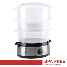 Load image into Gallery viewer, 9.5qt 800W 3 Tier BPA-Free Electric Food Steamer w/ Timer, Auto Shutoff
