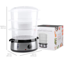 Load image into Gallery viewer, 9.5qt 800W 3 Tier BPA-Free Electric Food Steamer w/ Timer, Auto Shutoff
