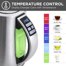 Load image into Gallery viewer, 1.7L 1500W Stainless Steel Electric Kettle W/ LED Display, Auto Shutoff

