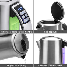 Load image into Gallery viewer, 1.7L 1500W Stainless Steel Electric Kettle W/ LED Display, Auto Shutoff
