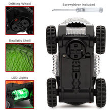 Load image into Gallery viewer, Set of 4 Kids T-Rex &amp; Triceratops Dinosaur Bump &amp; Go Toy Cars w/ LED Lights
