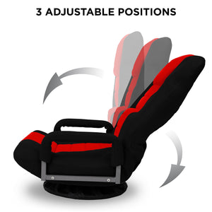 360-Degree Swivel Gaming Floor Chair w/ Armrest Handles, Adjustable Backrest