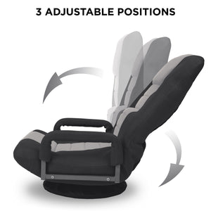 360-Degree Swivel Gaming Floor Chair w/ Armrest Handles, Adjustable Backrest
