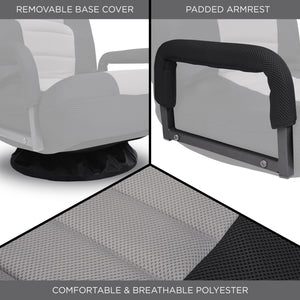 360-Degree Swivel Gaming Floor Chair w/ Armrest Handles, Adjustable Backrest