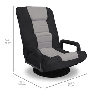 360-Degree Swivel Gaming Floor Chair w/ Armrest Handles, Adjustable Backrest